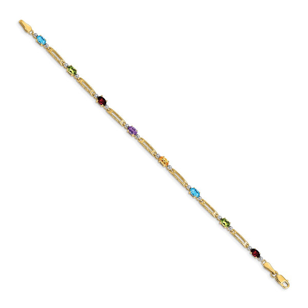 14K Gold Rainbow Bracelet with Fancy Diamonds
