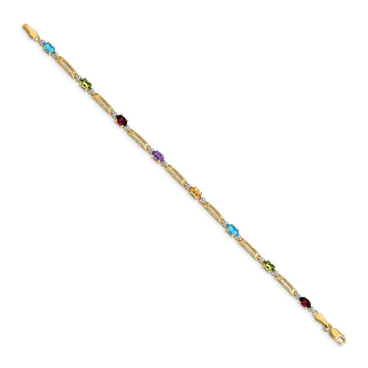 Exclusive 14K Gold Rainbow Bracelet with Fancy Diamonds - Stylish Value!
