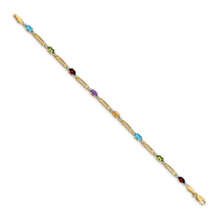Exclusive 14K Gold Rainbow Bracelet with Fancy Diamonds - Stylish Value!-2