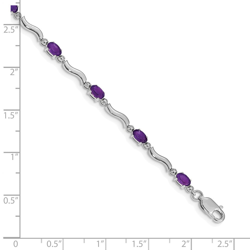 Shop Stylish 14K White Gold Bracelet with Amethyst & Diamonds, 7.5" Length