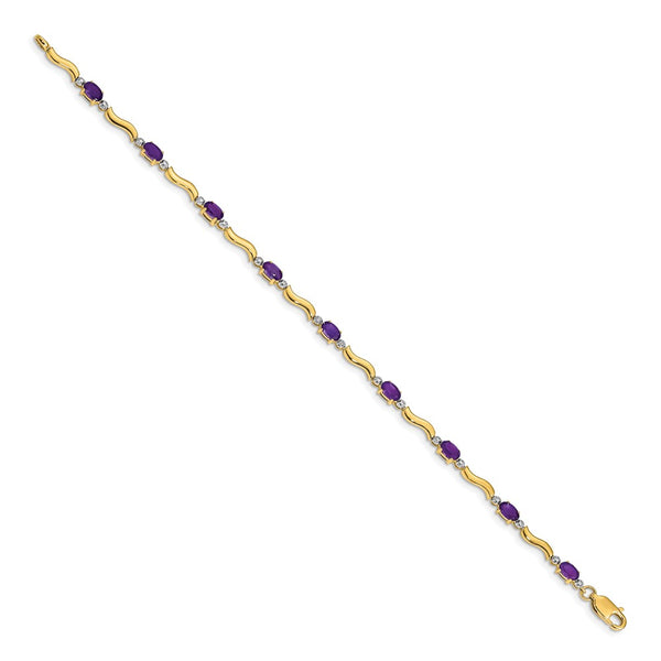 14K Gold Amethyst & Diamond Bracelet - Style GR1-1016384