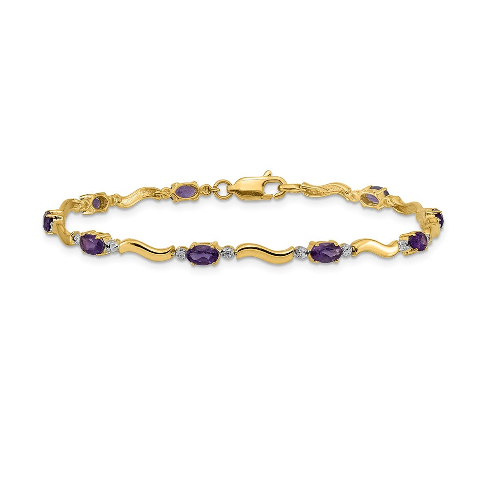 High-Quality 14K Gold Amethyst & Diamond Bracelet - Stylish Luxury Value