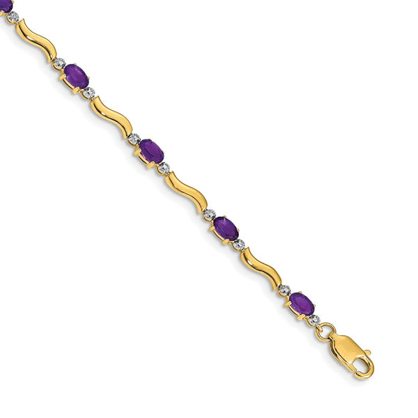 14K Gold Amethyst & Diamond Bracelet - Style GR1-1016384