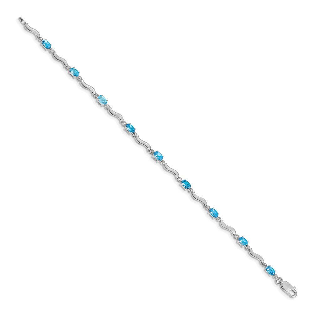 Buy 14K White Gold Elegant Diamond & Blue Topaz Bracelet - Stylish Luxury Value