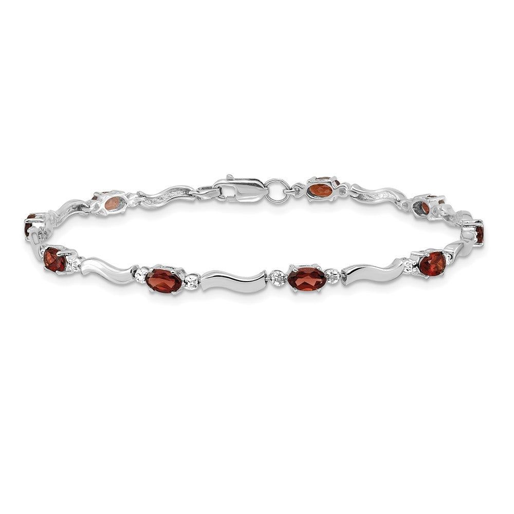 Buy 14K White Gold Diamond & Garnet Bracelet - Stylish Elegance, Affordable Price