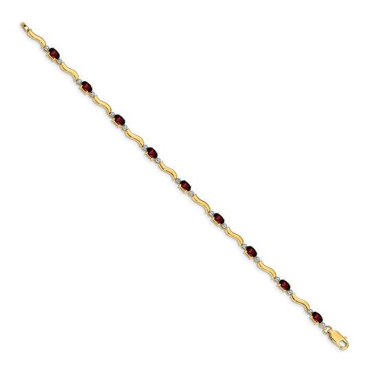 High-Quality 14K Gold Diamond & Garnet Bracelet - Stylish Elegance Awaits!