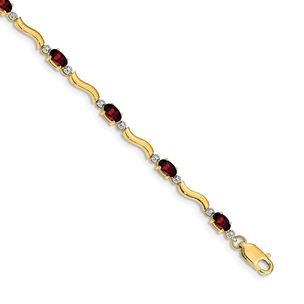 14K Gold Diamond & Garnet Bracelet - Awaits