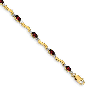 High-Quality 14K Gold Diamond & Garnet Bracelet - Stylish Elegance Awaits!