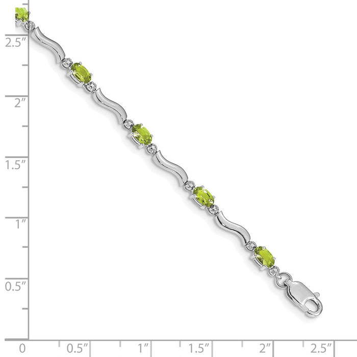 Shop Stylish 14K White Gold Diamond & Peridot Bracelet - Value & Elegance!-4