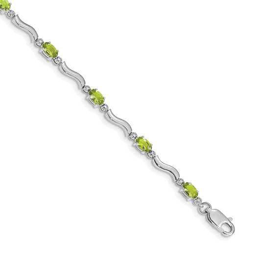 Shop Stylish 14K White Gold Diamond & Peridot Bracelet - Value & Elegance!