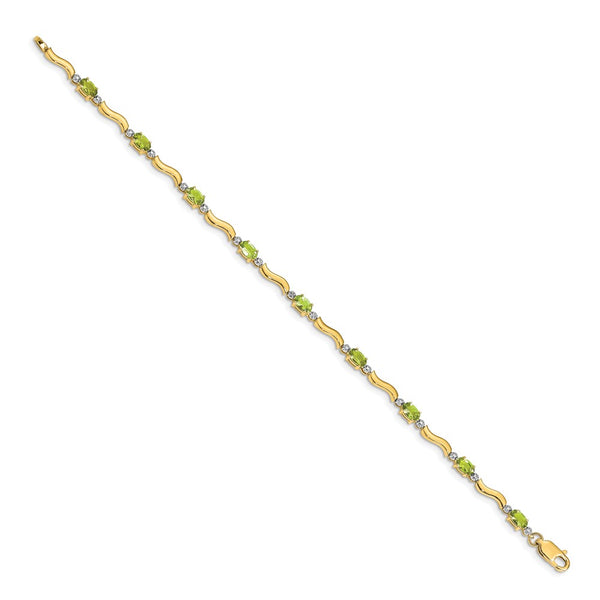 14K Gold Fancy Diamond & Peridot Bracelet