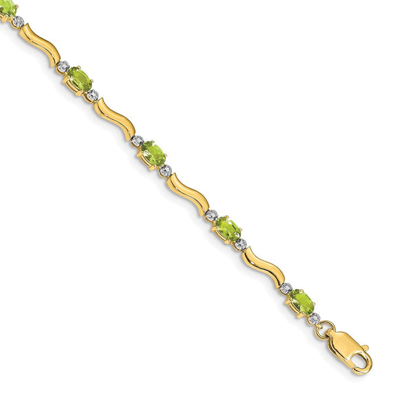 14K Gold Fancy Diamond & Peridot Bracelet