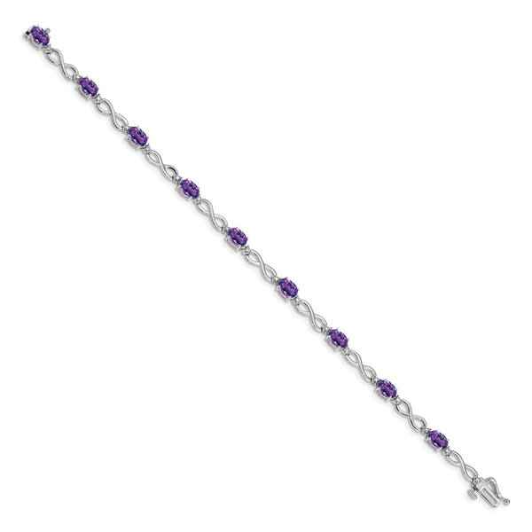 14K White Gold Infinity Bracelet with Amethyst & Diamond Accents