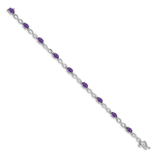 Buy 14K White Gold Infinity Bracelet with Amethyst & Diamond Accents - Stylish Value!