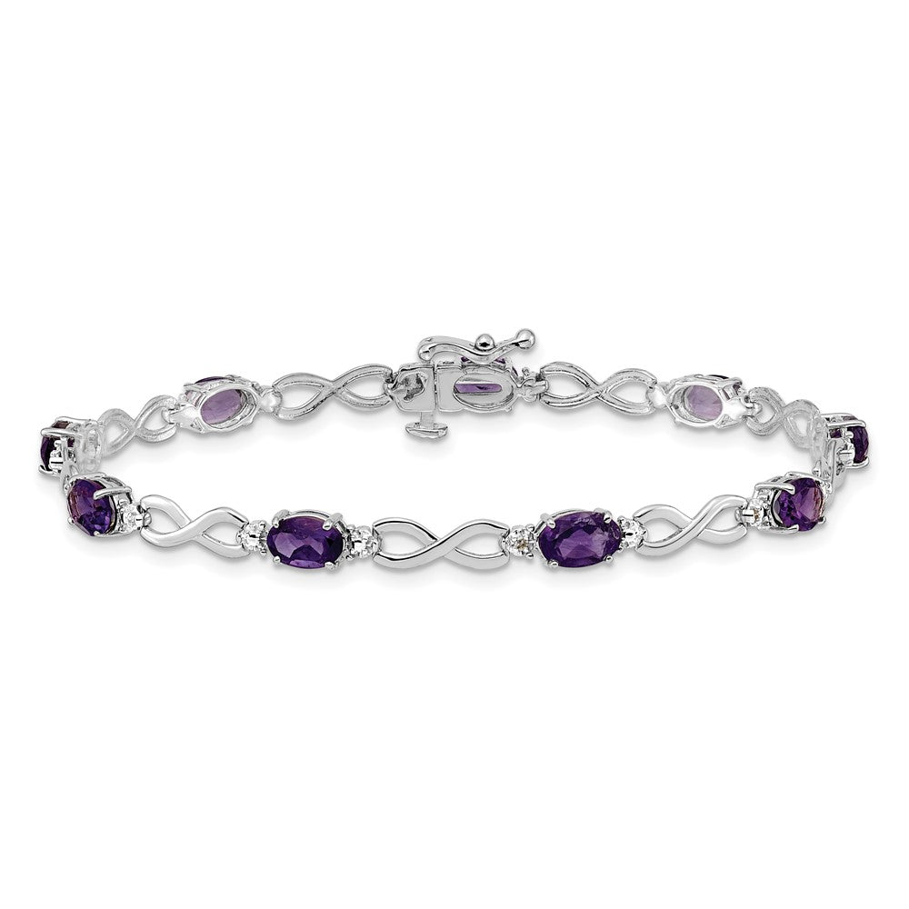 Buy 14K White Gold Infinity Bracelet with Amethyst & Diamond Accents - Stylish Value!