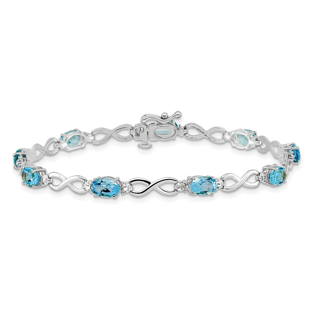 Shop 14K White Gold Infinity Bracelet with Blue Topaz & Diamonds - Stylish Value!