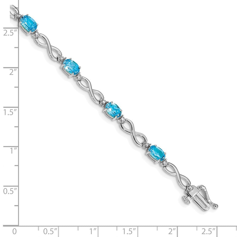 Shop 14K White Gold Infinity Bracelet with Blue Topaz & Diamonds - Stylish Value!