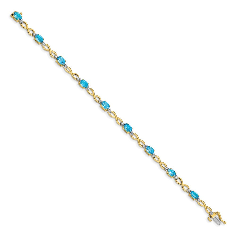 Order Luxury 14K Gold Blue Topaz & Diamond Infinity Bracelet - Stylish Design