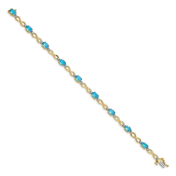 14K Gold Blue Topaz & Diamond Infinity Bracelet