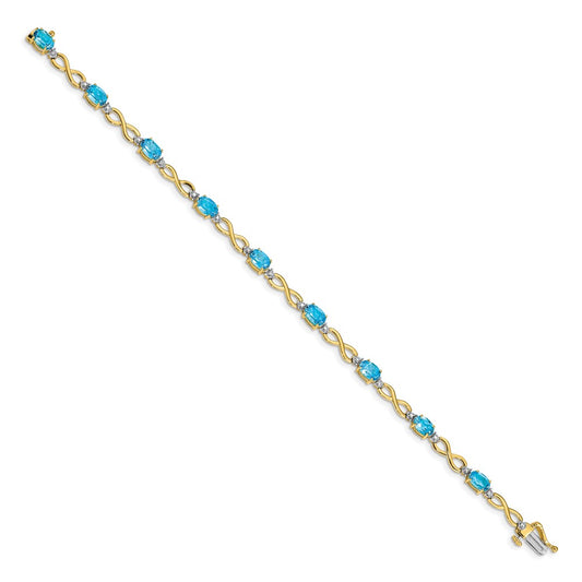 Order Luxury 14K Gold Blue Topaz & Diamond Infinity Bracelet - Stylish Design
