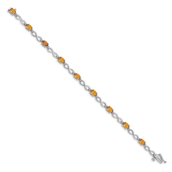 14K White Gold Infinity Bracelet with Citrine & Diamond Accents