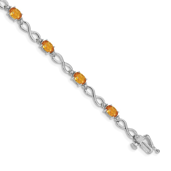 14K White Gold Infinity Bracelet with Citrine & Diamond Accents