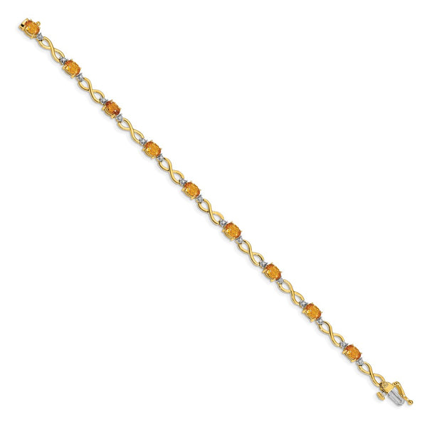 14K Gold Citrine & Diamond Infinity Bracelet