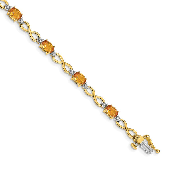 14K Gold Citrine & Diamond Infinity Bracelet