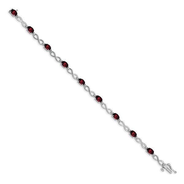 14K White Gold Infinity Bracelet with Garnet & Diamond Accents