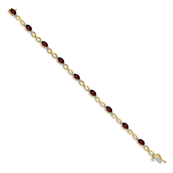 14K Gold Garnet & Diamond Infinity Bracelet - Gemstone