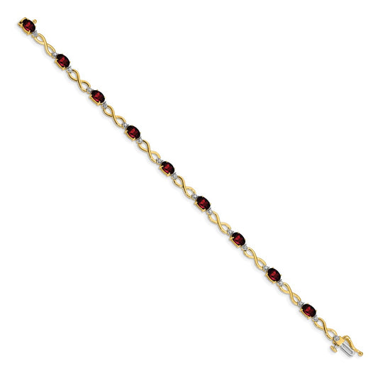 High-Quality 14K Gold Garnet & Diamond Infinity Bracelet - Stylish Value Gemstone