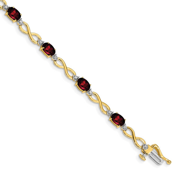 14K Gold Garnet & Diamond Infinity Bracelet - Gemstone