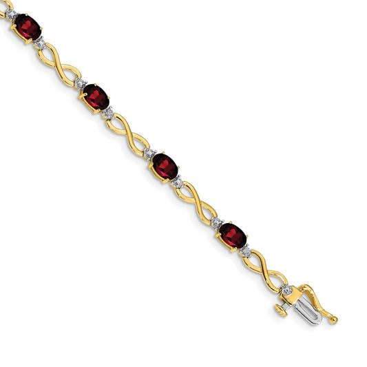 High-Quality 14K Gold Garnet & Diamond Infinity Bracelet - Stylish Value Gemstone