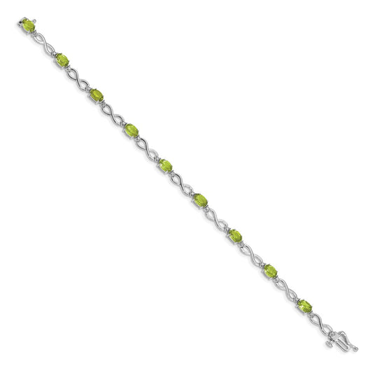 Exclusive 14K White Gold Infinity Bracelet with Peridot & Diamonds - Stylish Value