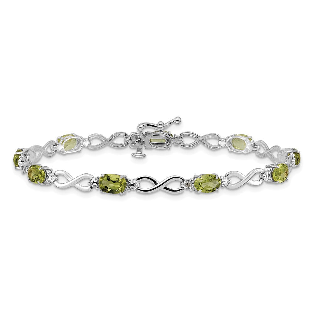 Exclusive 14K White Gold Infinity Bracelet with Peridot & Diamonds - Stylish Value