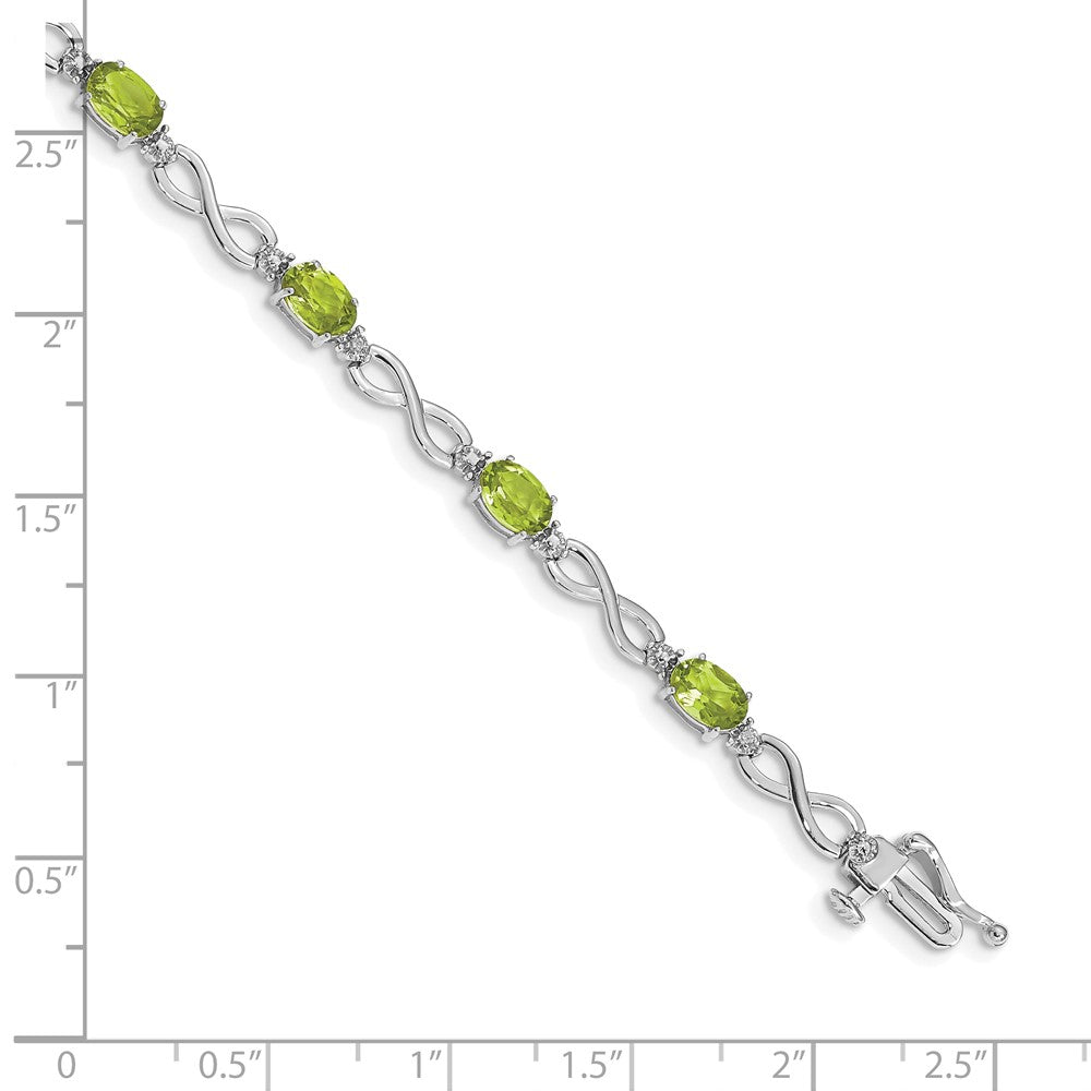 Exclusive 14K White Gold Infinity Bracelet with Peridot & Diamonds - Stylish Value
