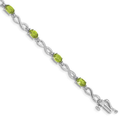 Exclusive 14K White Gold Infinity Bracelet with Peridot & Diamonds - Stylish Value