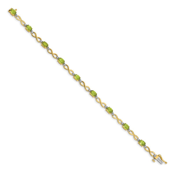 14K Gold Peridot & Diamond Infinity Bracelet
