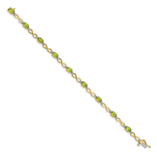 Shop Exclusive 14K Gold Peridot & Diamond Infinity Bracelet - Stylish Value!