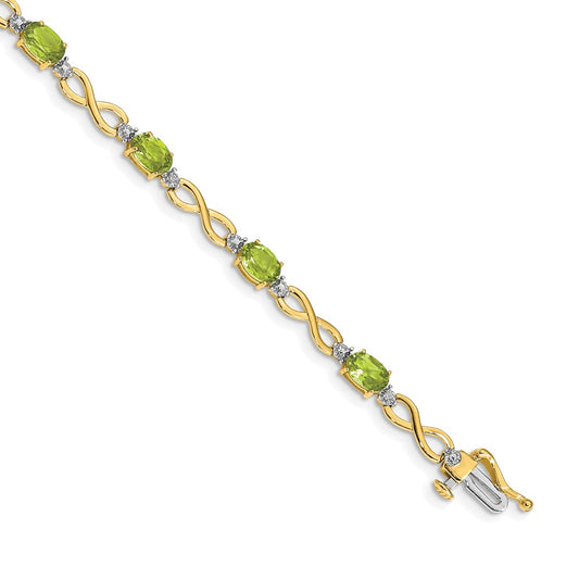 Shop Exclusive 14K Gold Peridot & Diamond Infinity Bracelet - Stylish Value!