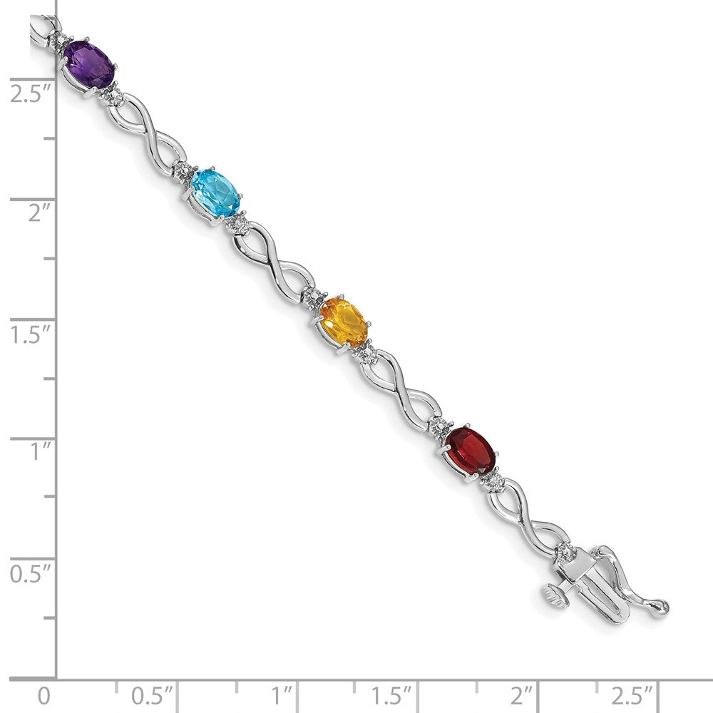 Shop 14K White Gold Infinity Bracelet with Rainbow Gemstones & Diamonds - Luxury Style