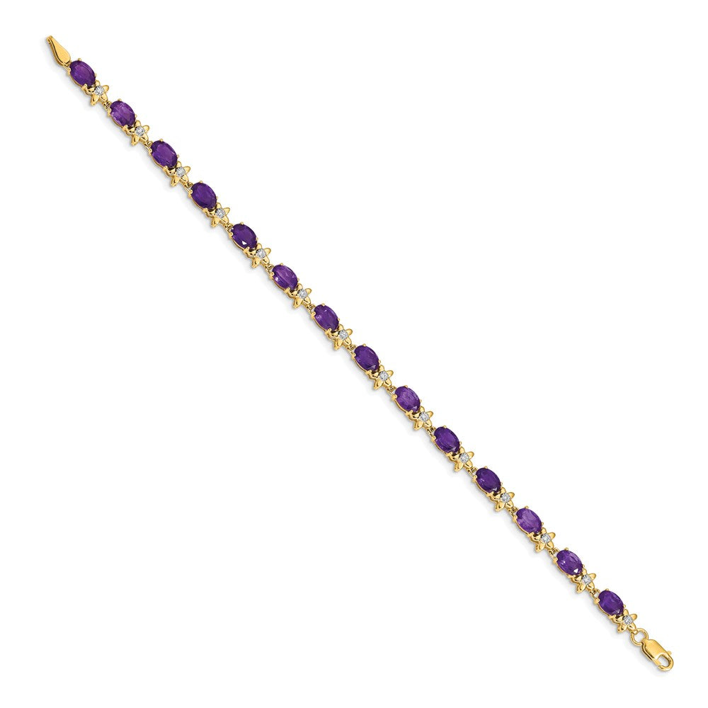 Shop 14K Gold Floral Design Bracelet with Diamonds & Amethyst - Luxury Value