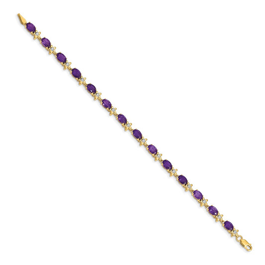 Shop 14K Gold Floral Design Bracelet with Diamonds & Amethyst - Luxury Value