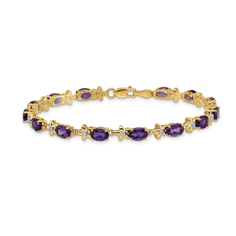 Shop 14K Gold Floral Design Bracelet with Diamonds & Amethyst - Luxury Value