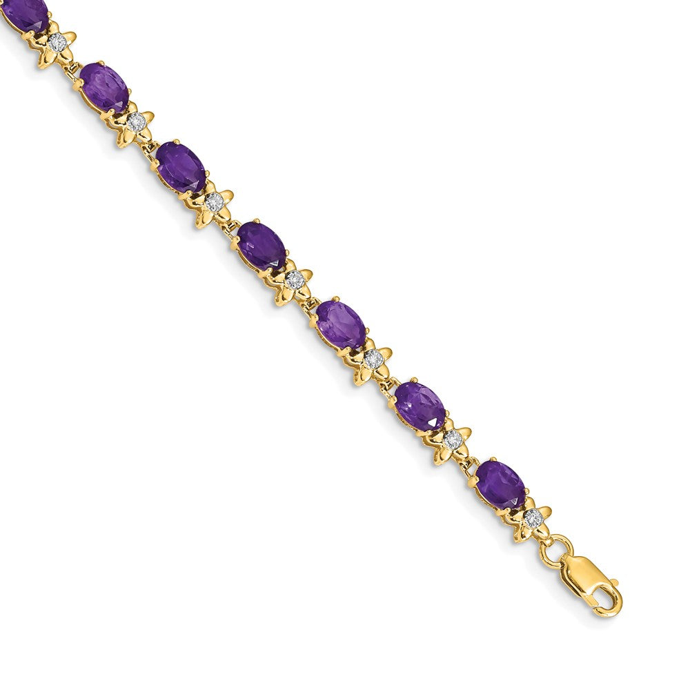 Shop 14K Gold Floral Design Bracelet with Diamonds & Amethyst - Luxury Value