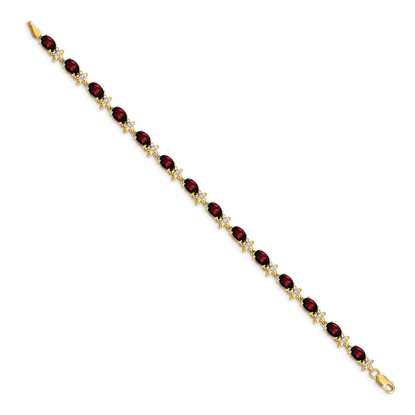 14K Gold Floral Design Bracelet with Diamonds & Garnets