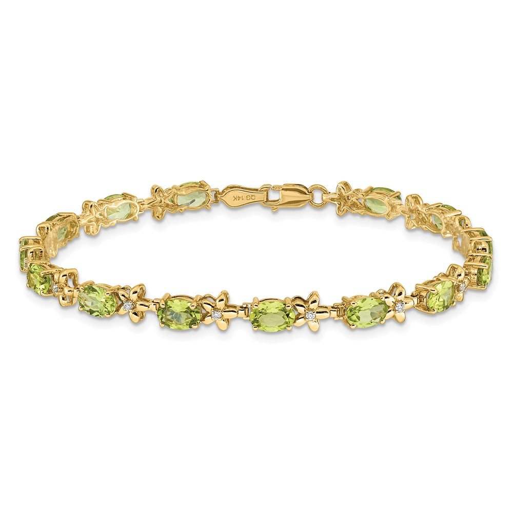 Buy Exclusive 14K Gold Floral Bracelet with Diamonds & Peridot - Stylish Value!