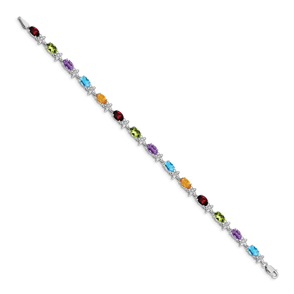 Shop Exclusive 14K White Gold Rainbow Floral Gemstone & Diamond Bracelet