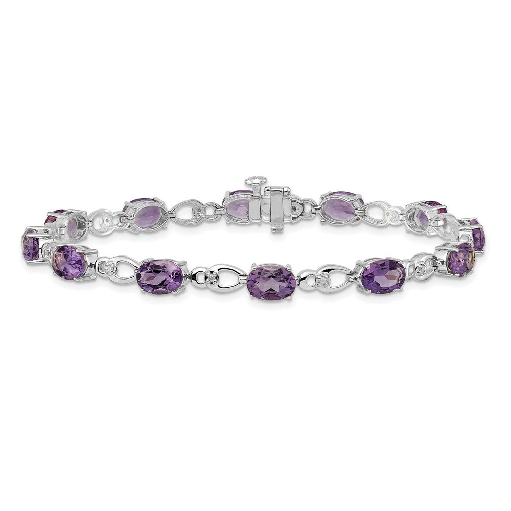 High-Quality 14K White Gold Bracelet with Amethyst & Diamond Accents, Value!