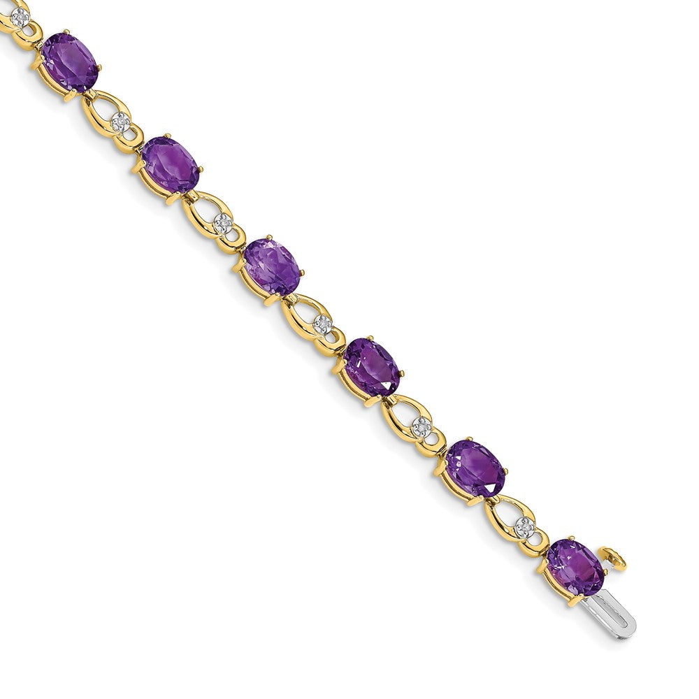 High-Quality 14K Gold Amethyst & Diamond Bracelet - Stylish Luxury Value